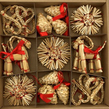 Scandinavian Straw Ornaments Christmas Stars Decor German Straw