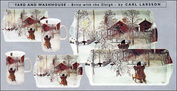 Carl Larsson - Brita with the Sleigh - Trays and Mugs
