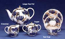 Creamer, Sugar, Tea Cup, Large Tea Pot, 7" Plate, Cake Plate